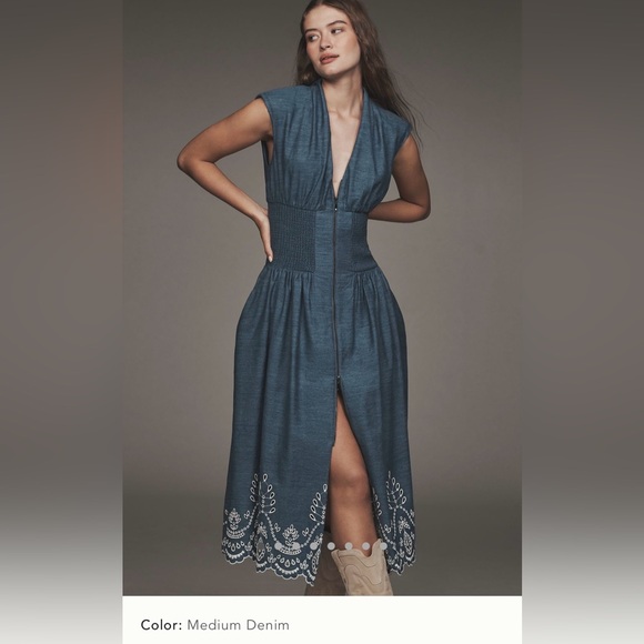 Anthropologie Dresses & Skirts - Anthropologie - The Tommie Denim Eyelet Trim Dress